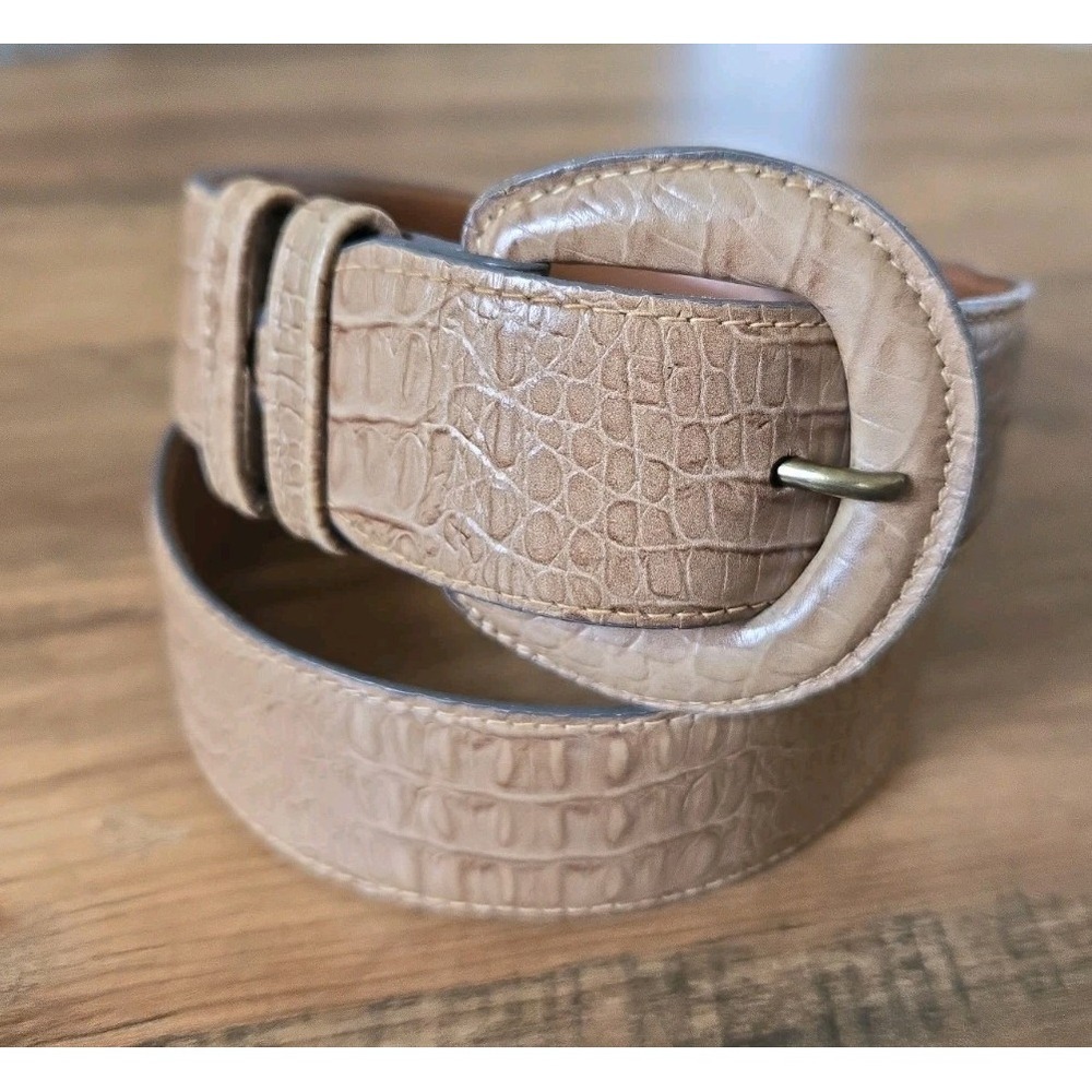 VTG Talbots Italian Alligator Calfskin Leather 9851 Taupe Belt Medium (28-32)